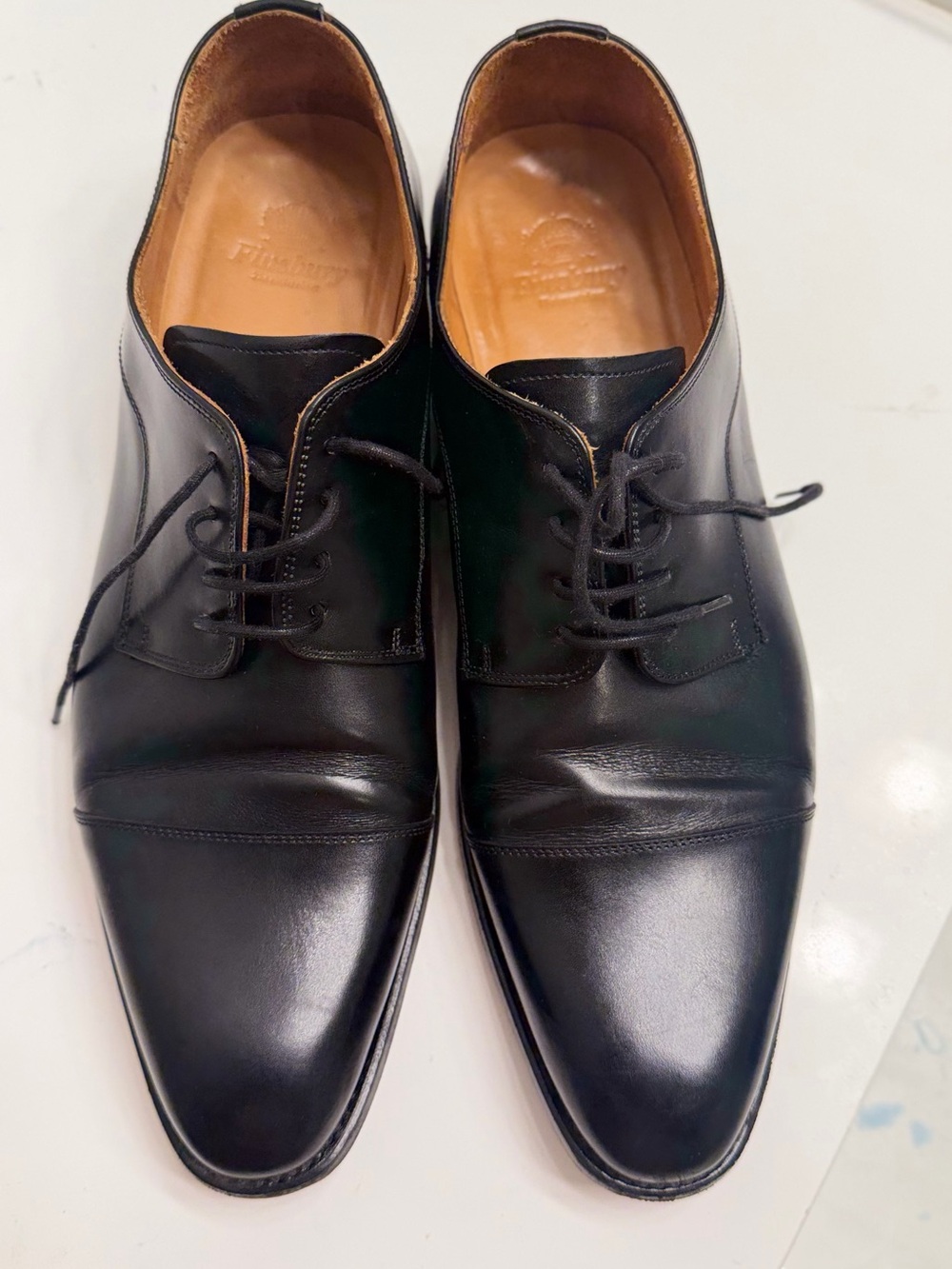 Finsbury Italy shoe Classic Black Leather Cap-Toe Derby Shoes - Men's - Picture 13 of 13